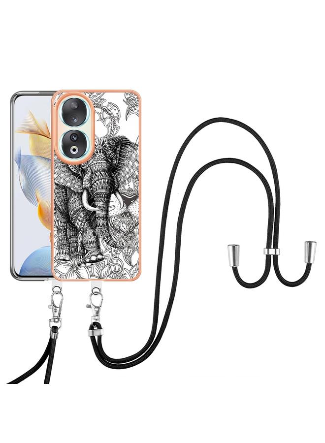 جرين تايجر جراب لهاتف Honor 90 مطلي بالكهرباء من الجانبين مع حبل تعليق - Image 2