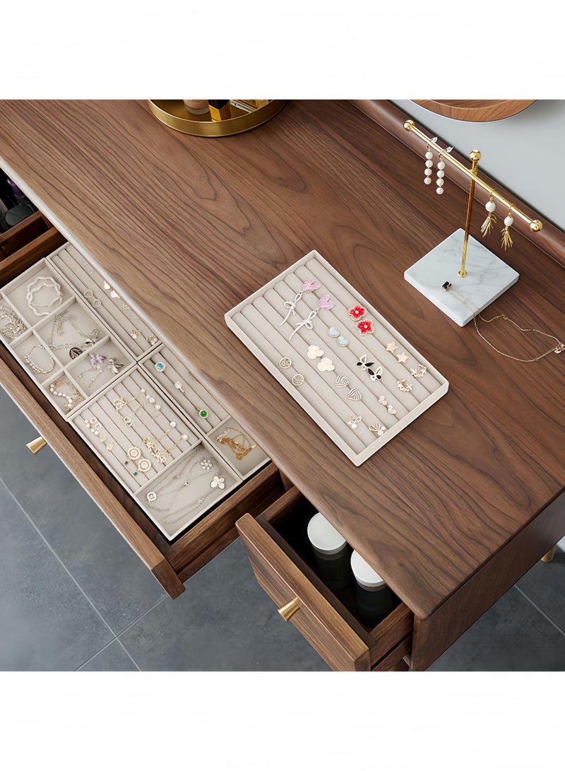 Peachjoy 6pcs Set Fabric Jewelry Organizer Trays, Rectangle Multi-Sectional Tabletop Storage for Necklaces, Rings, Earrings, Hair Clips, with Multipurpose Drawer Divider for Ideal Gift, Jewelry Trays - Image 5