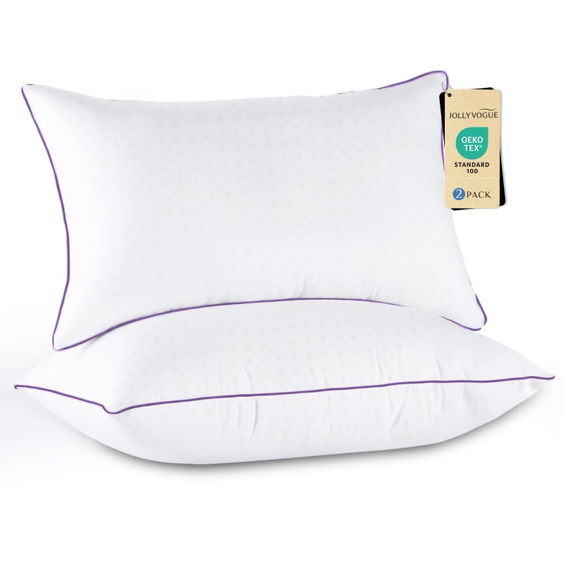 JOLLYVOGUE Pillows King Size Set of 2 Washable Supportive Bed Pillows with Super Soft Down Alternative Fill Luxury Fluffy Hotel Quality for Side Back and Stomach Sleepers