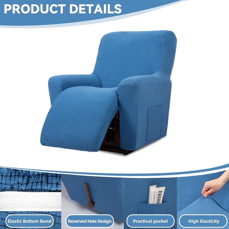 Cupuamon Recliner Chair Covers,Lazy Boy Recliner Covers Stretch Reclining Covers 1 Piece Furniture Protector with Elastic Bottom for Dog,Kids-Riverside - Image 4