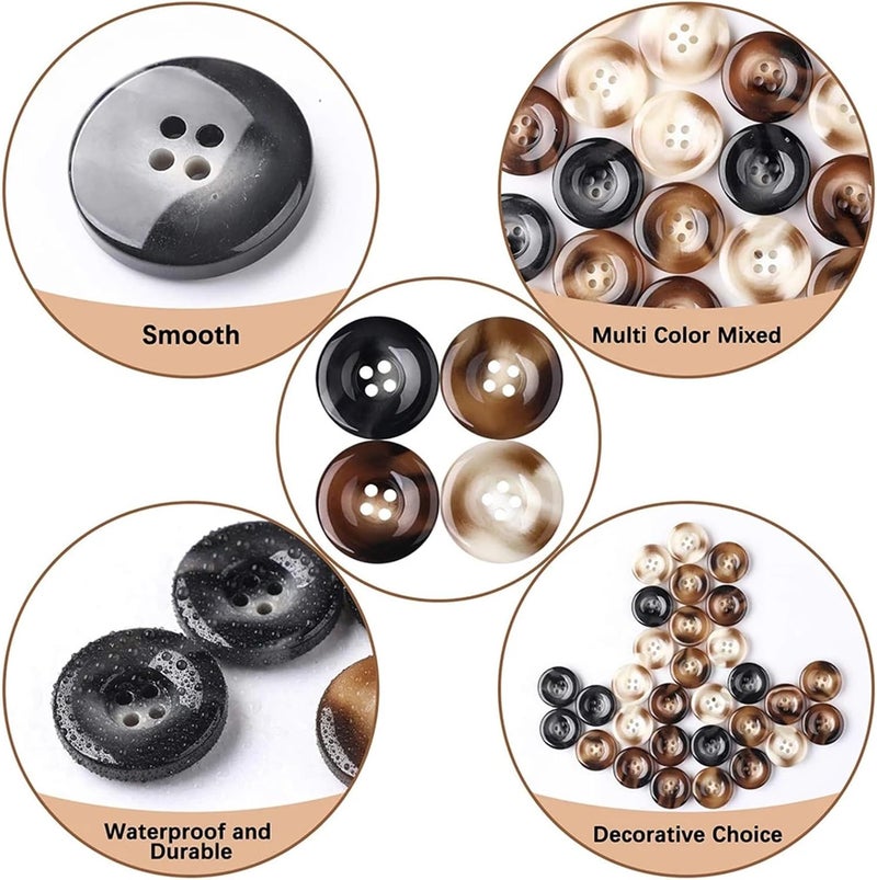 Buttons for Crafts Buttons for Crafts 300PCS Mixed Resin Sewing 4 Holes Round for Clothing Suit Sweater DIY Decoration(30mm) - Image 4