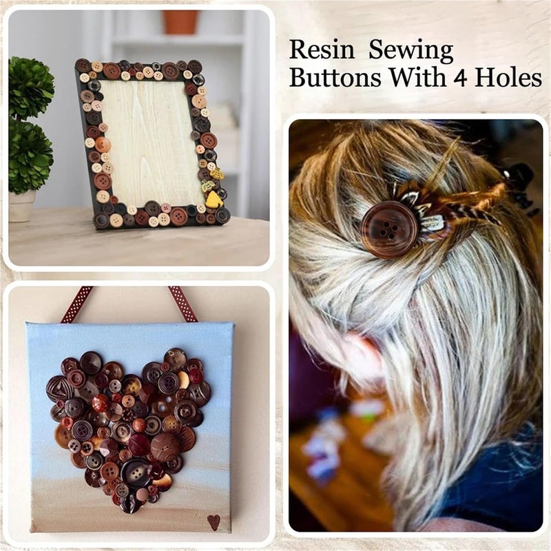 Buttons for Crafts Buttons for Crafts 300PCS Mixed Resin Sewing 4 Holes Round for Clothing Suit Sweater DIY Decoration(30mm) - Image 5