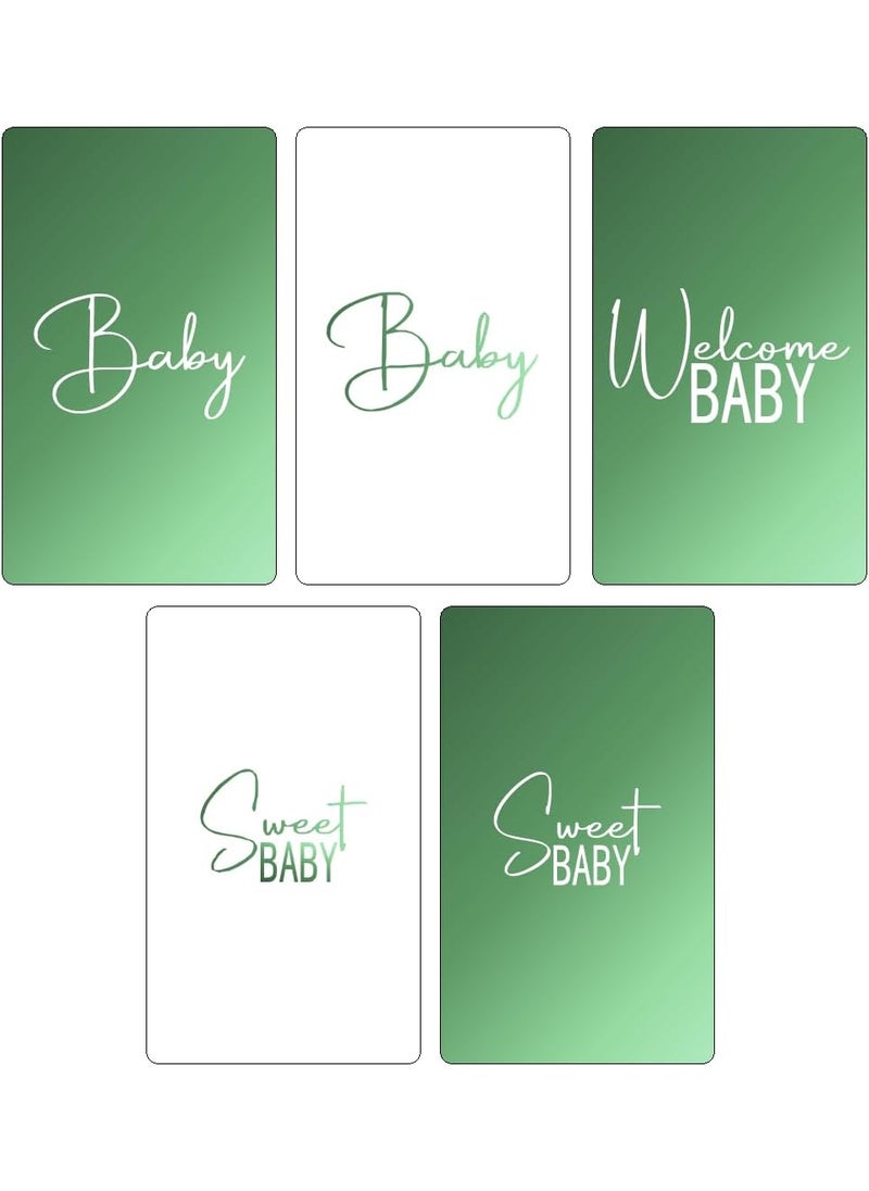 RokAPary 60 Modern Baby Shower Green Miniatures Candy Bar Wrapper Baby Shower Miniatures Candy Bar Stickers Decorations Baby Sprinkle Celebration Party Supplies Candy Not Included  - Image 2