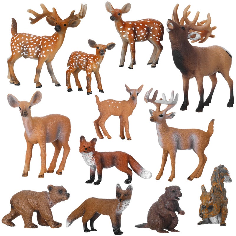 WinnerWhy 12 Pcs Mini Forest Animals Small Safari Animal Figurines Plastic Jungle Zoo Wild Life Animals for Cake Toppers DIY Garden Dollhouse Accessories Micro Landscape Christmas Aquarium Decor Gifts - Image 3