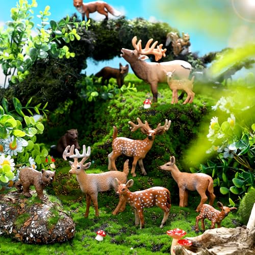WinnerWhy 12 Pcs Mini Forest Animals Small Safari Animal Figurines Plastic Jungle Zoo Wild Life Animals for Cake Toppers DIY Garden Dollhouse Accessories Micro Landscape Christmas Aquarium Decor Gifts - Image 5