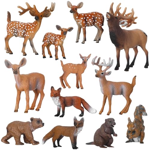 WinnerWhy 12 Pcs Mini Forest Animals Small Safari Animal Figurines Plastic Jungle Zoo Wild Life Animals for Cake Toppers DIY Garden Dollhouse Accessories Micro Landscape Christmas Aquarium Decor Gifts - Image 1