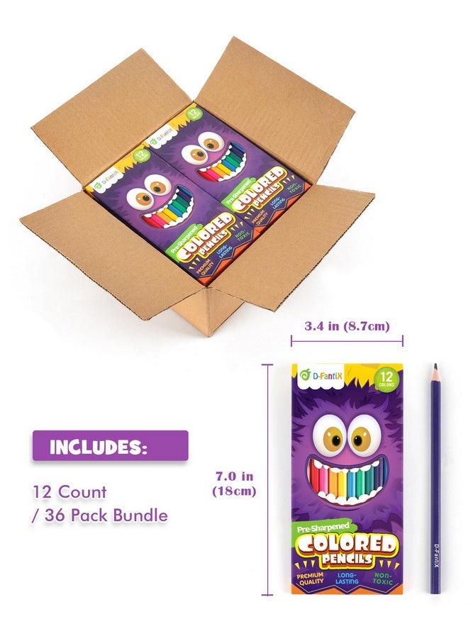 D-FantiX - D-FantiX 432 Count Colored Pencils Bulk, 36 Packs Pre-Sharpened Color Pencils Set, Back to School Supplies Aesthetic Kit, Kindergarten Preschool Classroom Must Haves, School Supplies for Teachers - Image 1