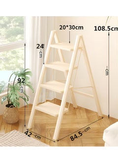 OASIS DESERT Simple Ladder Collapsible Indoor Climbing Ladder Light Small Fresh Flower Frame Staircase 4 Floors (White)  - Image 2