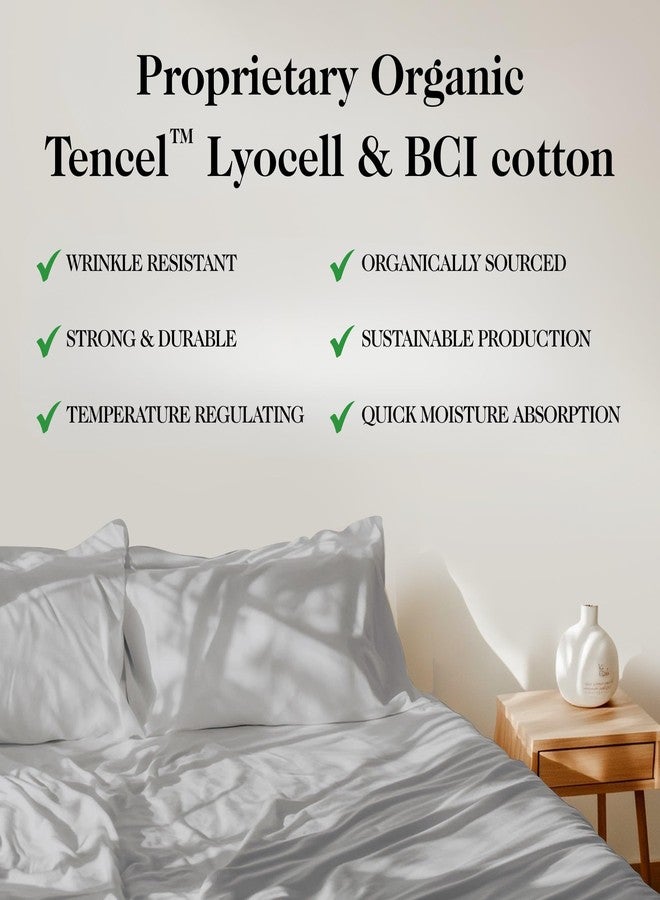 Sweave Eucalyptus Sheets - Tencel Sheets King Blend with BCI Cotton, Ultra-Soft Breathable Percale Weave 4-Piece Bedding Set for a Luxurious, Refreshing Sleep (Light Grey) - Image 5