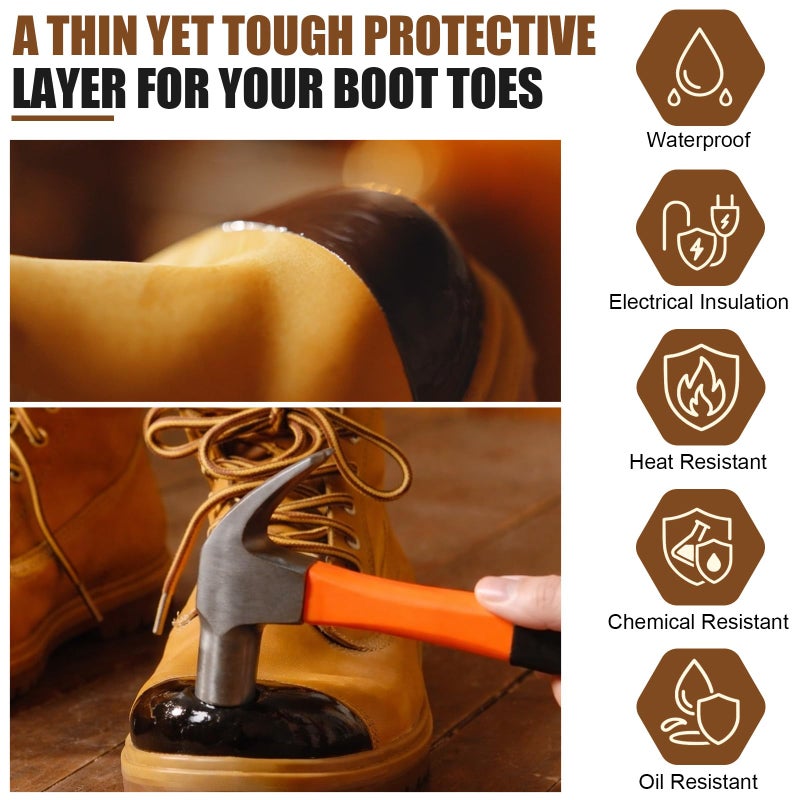 Ceoighe 1 Pack Polyurethane Boot Toe Repair Kit Waterproof, Abrasion Resistant Glue Adhesive & Protector for Work Boots Safety, Leather and Rubber Shoes (Brown) - Image 5