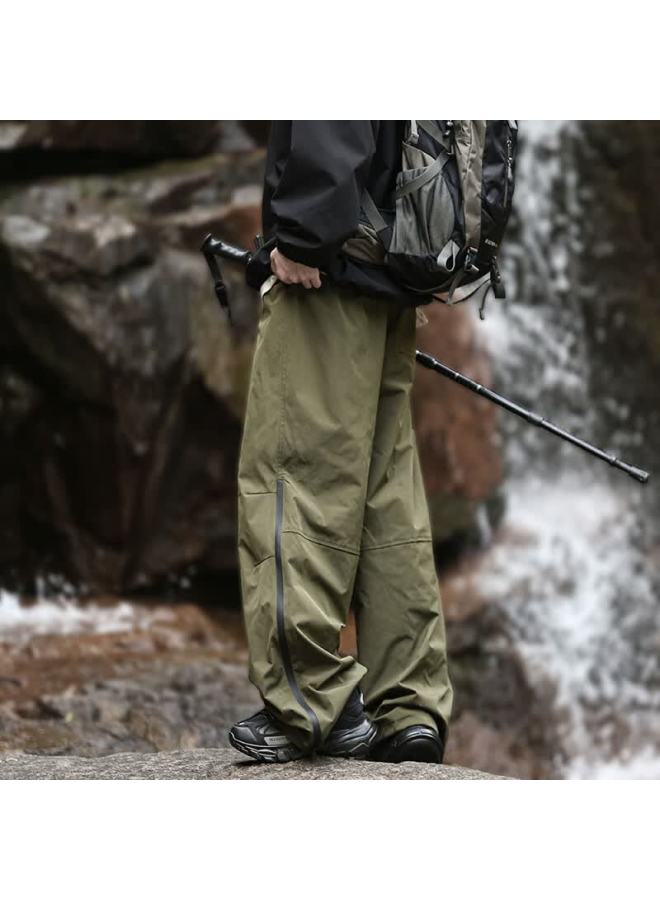 Izexx Outdoor Hiking Straight-leg Zipper Pants For Men, Spring Tactical Casual Pants, Workwear Functional Trousers, Iz09 Army Green M - Image 3