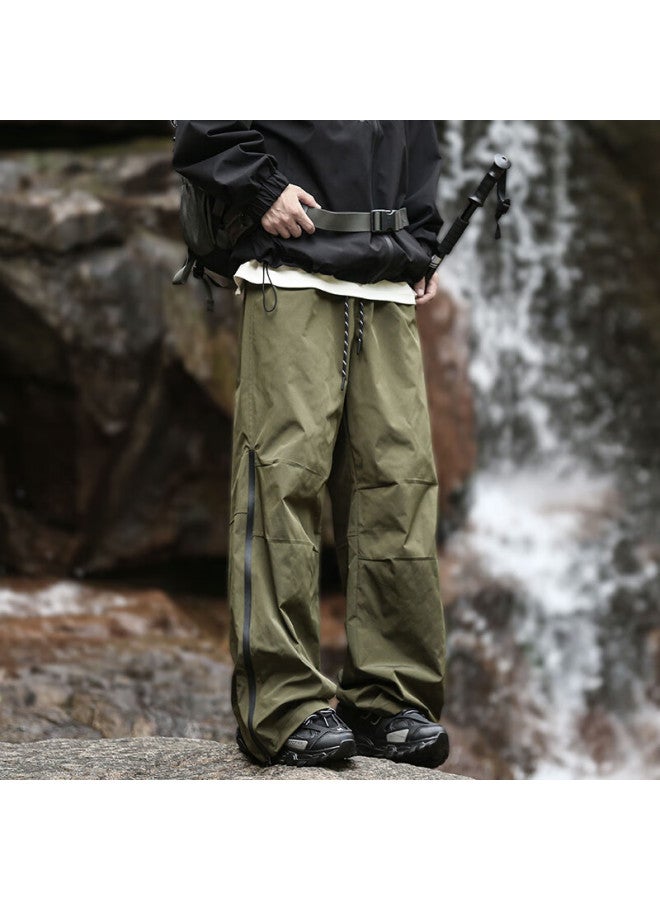 Izexx Outdoor Hiking Straight-leg Zipper Pants For Men, Spring Tactical Casual Pants, Workwear Functional Trousers, Iz09 Army Green M - Image 4