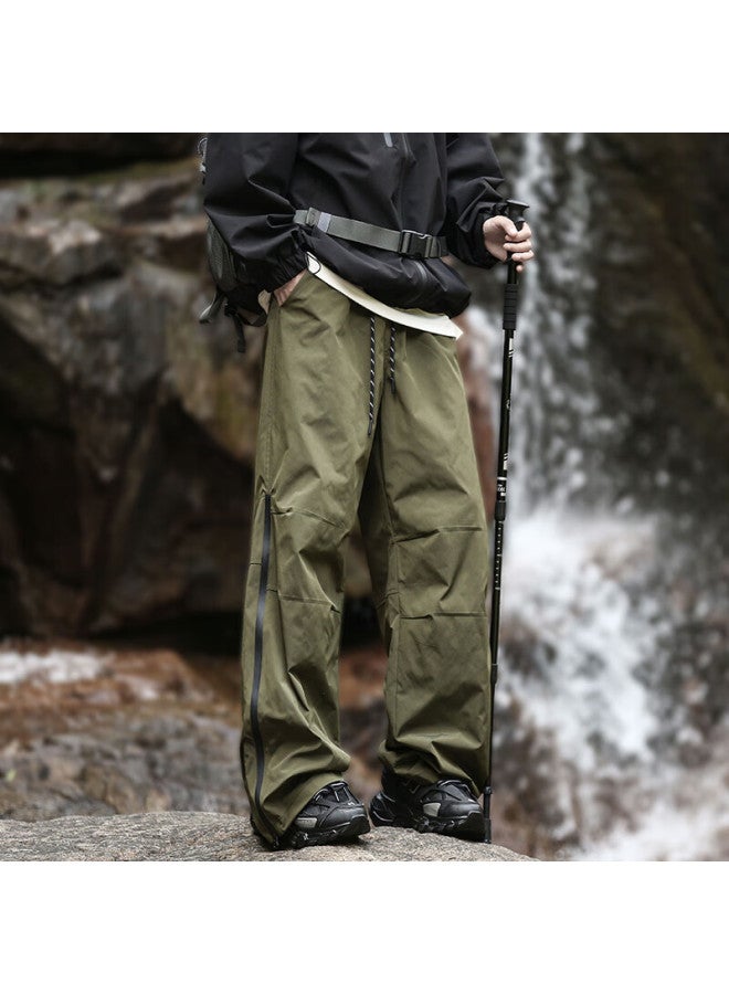 Izexx Outdoor Hiking Straight-leg Zipper Pants For Men, Spring Tactical Casual Pants, Workwear Functional Trousers, Iz09 Army Green M - Image 5
