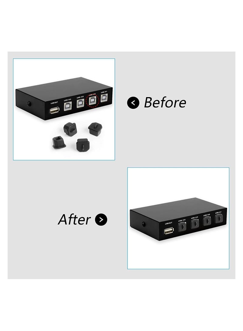 Y&D 20pcs USB B Anti Dust Cap Cover Plugs Female Dustproof Plug Soft Silicone Protector Black  - Image 3