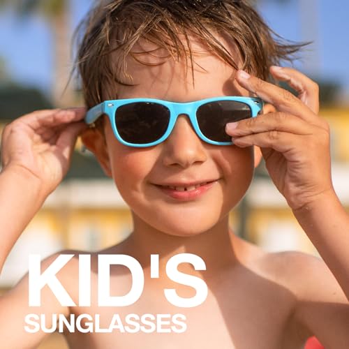 RIVBOS Kids Sunglasses with Strap Polarized UV Protection Flexible Rubber Shades for Boys Girls Age 3-10 RBK004-2 Light Blue - Image 2
