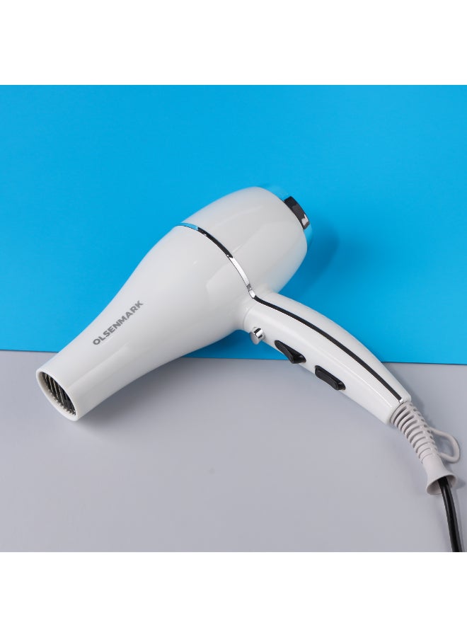 Olsenmark Professional Hair Dryer 2 Speed And 3 Temperature Setting Omh3067 White - Image 3