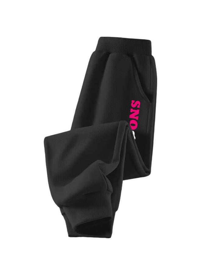 Snoopy Girls' Pants, Spring Long Trousers, Children'S Casual Pants, For Older Kids, Early Autumn Sports Pants, Letter/Black, Size 150 - Image 1