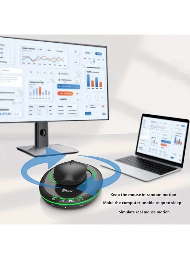 Black Ultra Thin Anti Sleep Mouse Mover Adjustable Time Interval USB Powered - Image 4