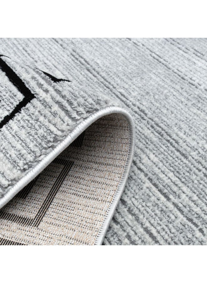 DANUBE HOME Harmony Contemporary Rug  | Washable Contemporary Rugs Style | Polypropylene + Polyester Area Rug Floor Covering | Indoor Carpet For Living Room Dining Bedroom 200X300cm-Grey - Image 5