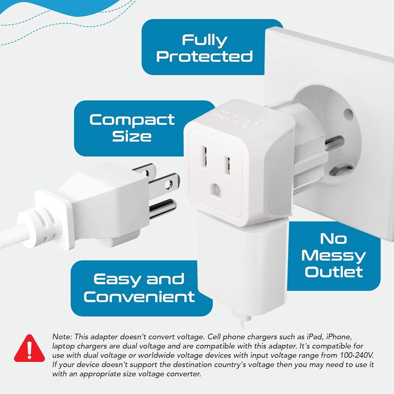 Ceptics European Plug Adapter 4 Pack Set, USA to Europe, Italy, Germany, England, Spain, Italy, Iceland, France (Type C, E/F, G, L) - for Your Cell Phones, Tablets, iPhone, Camera (CT-EU-4SET) - Image 2