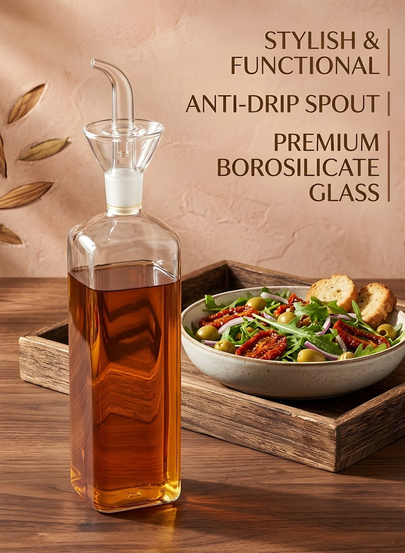 Beauenty Glass Oil Bottle Olive Oil Dispenser Bottle,Oil and Vinegar Dispenser Spout，bottle Glass Cooking Oil Vinegar Measuring Dispenser with Spout for Kitchen and BBQ(500Ml/17Oz) - Image 3