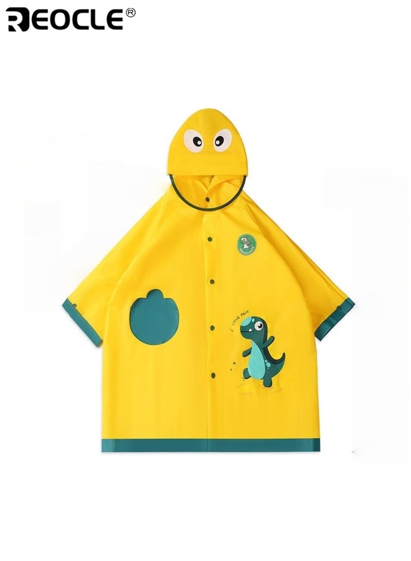 ريوكل معطف واق من المطر سميك للأطفال ناعم ومريح في الهواء الطلق للأولاد والبنات مناسب لمرحلة ما قبل المدرسة EVA رأس المطر خفيف الوزن مع مسامير الذيل ثلاثية الأبعاد مقاوم للماء متين مناسب للاستخدام اليومي في الهواء الطلق التنقلات المدرسية الأيام الممطرة غسالة آمنة سهلة الارتداء للأولاد للبنات للأطفال (100 سم -110 سم) - Image 4