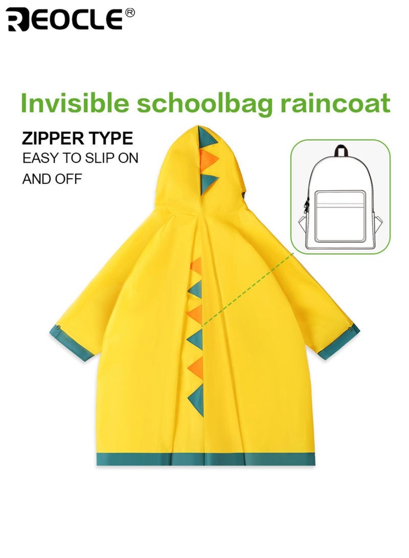 ريوكل معطف واق من المطر سميك للأطفال ناعم ومريح في الهواء الطلق للأولاد والبنات مناسب لمرحلة ما قبل المدرسة EVA رأس المطر خفيف الوزن مع مسامير الذيل ثلاثية الأبعاد مقاوم للماء متين مناسب للاستخدام اليومي في الهواء الطلق التنقلات المدرسية الأيام الممطرة غسالة آمنة سهلة الارتداء للأولاد للبنات للأطفال (100 سم -110 سم) - Image 3
