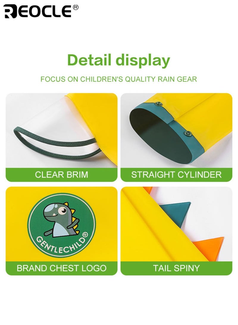 ريوكل معطف واق من المطر سميك للأطفال ناعم ومريح في الهواء الطلق للأولاد والبنات مناسب لمرحلة ما قبل المدرسة EVA رأس المطر خفيف الوزن مع مسامير الذيل ثلاثية الأبعاد مقاوم للماء متين مناسب للاستخدام اليومي في الهواء الطلق التنقلات المدرسية الأيام الممطرة غسالة آمنة سهلة الارتداء للأولاد للبنات للأطفال (100 سم -110 سم) - Image 2