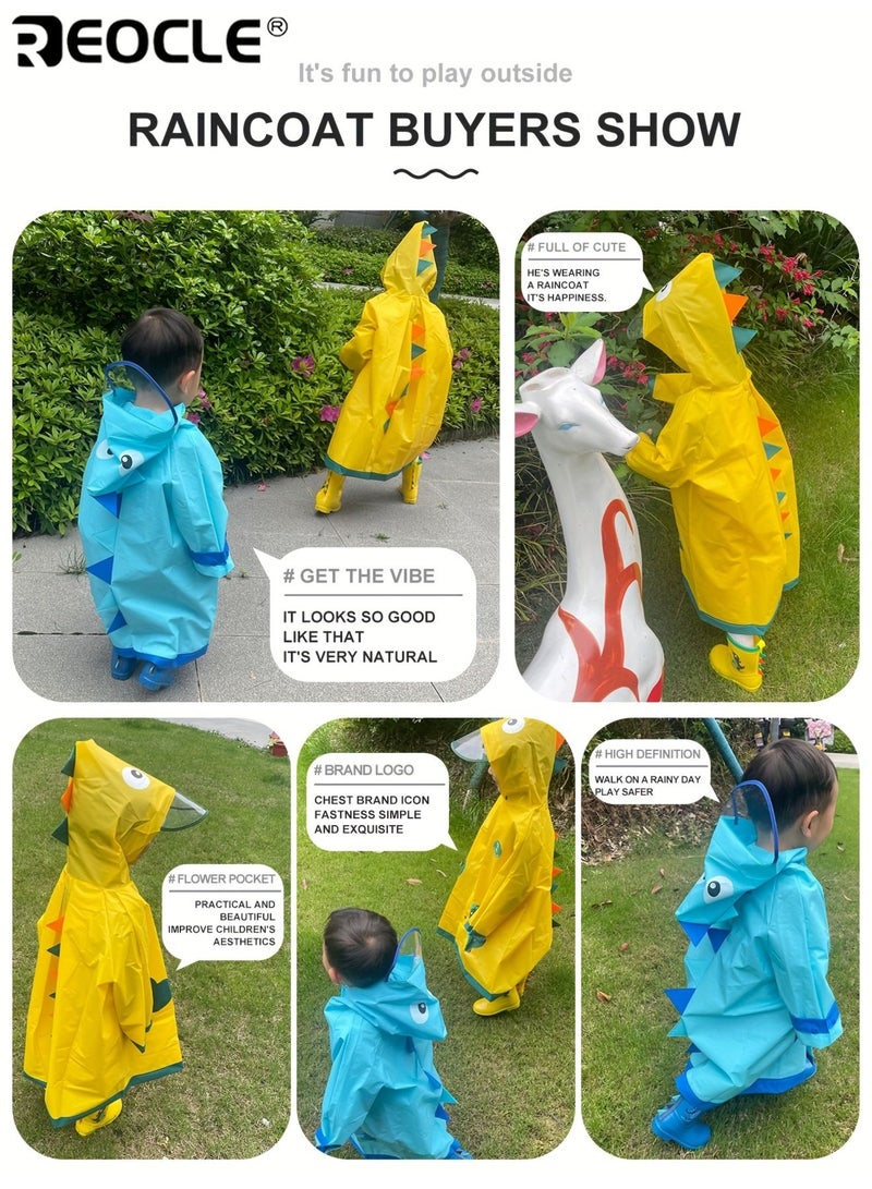 ريوكل معطف واق من المطر سميك للأطفال ناعم ومريح في الهواء الطلق للأولاد والبنات مناسب لمرحلة ما قبل المدرسة EVA رأس المطر خفيف الوزن مع مسامير الذيل ثلاثية الأبعاد مقاوم للماء متين مناسب للاستخدام اليومي في الهواء الطلق التنقلات المدرسية الأيام الممطرة غسالة آمنة سهلة الارتداء للأولاد للبنات للأطفال (100 سم -110 سم) - Image 5