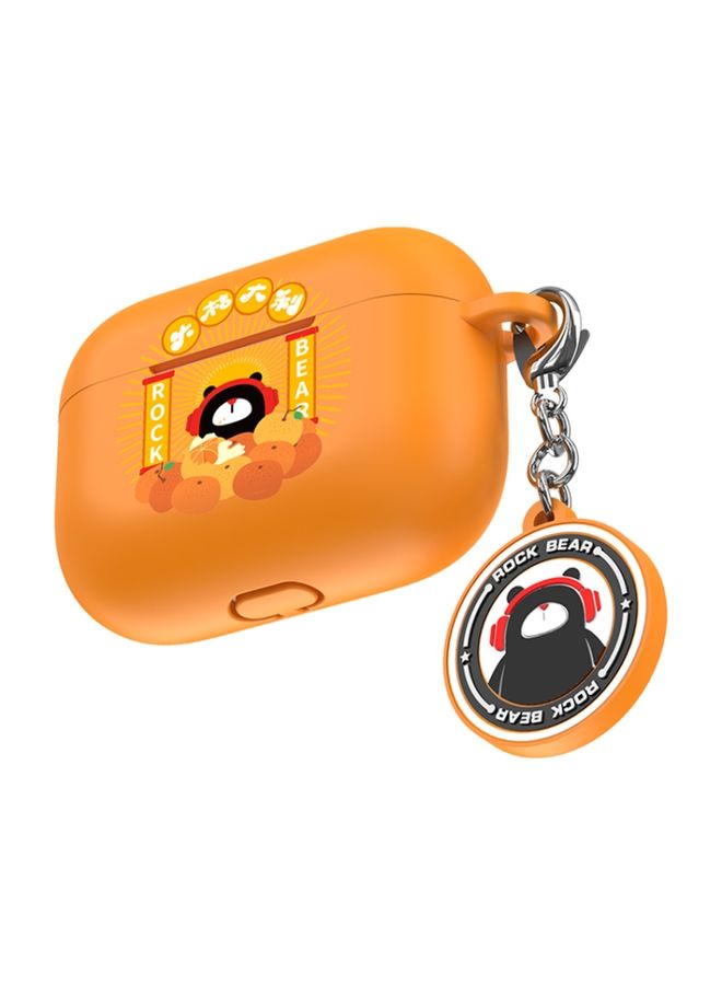 Raxoom Case Cover ROCK Bear Pattern Silicone Protective Case for AirPods Pro Orange