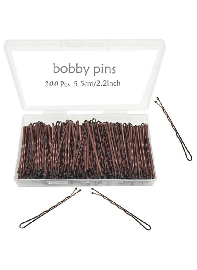 Fanski Bobby Pins Brown, 200-Count Hair Pins With Store Box, Great for All Hair Types(2.2 Inch) - Image 1