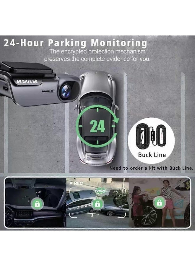 BlueFire4K Dual Channel Dash Cam with 1080P Rear Camera 5GHz WiFi 64GB TF Card Night Vision Parking Monitor - Image 4