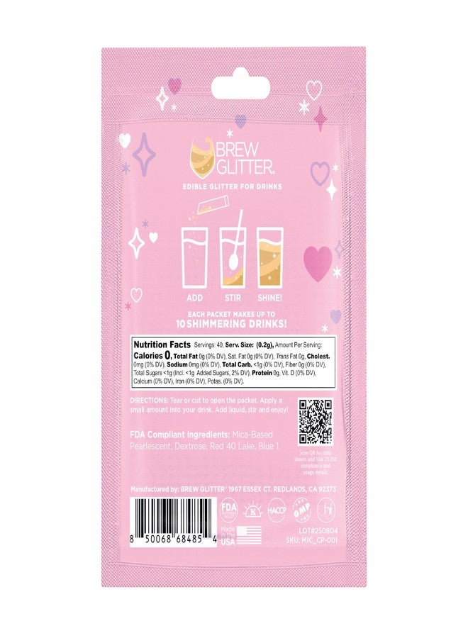 Bakell Brew Glitter Valentine's Day Combo Pack (Pink and White) Edible Drink Glitter 4 x 2g Packets for Cocktails, Beer, Wine & Beverages - Image 4