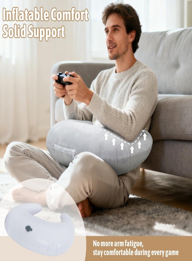 IFOYO Ergonomic Gaming Pillow for Lap, Grey U-Shaped Crochet Pillow for Lap Support, Soft Reading Pillows Provide Arms Legs Neck Support to Long Gaming Sessions, Crocheting, Reading, Working - Image 2