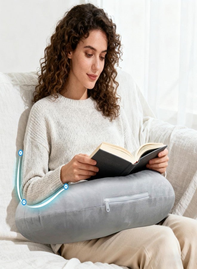 IFOYO Ergonomic Gaming Pillow for Lap, Grey U-Shaped Crochet Pillow for Lap Support, Soft Reading Pillows Provide Arms Legs Neck Support to Long Gaming Sessions, Crocheting, Reading, Working - Image 1