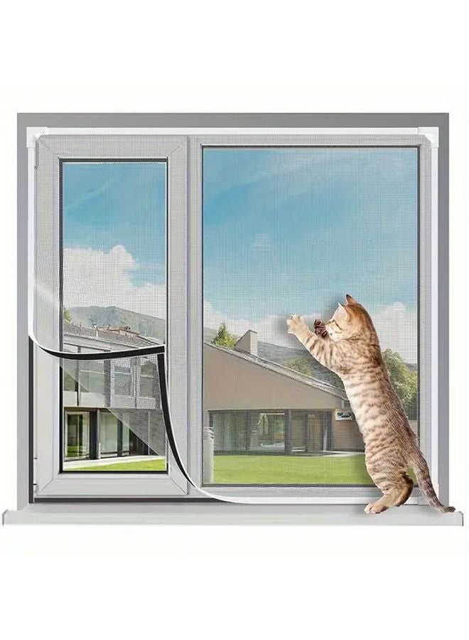 شاشة النافذة القابلة للتعديل المغناطيسية DIY 59.0 × 71.0 بوصة إطار رمادي شبكة ألياف زجاجية رمادية اللون - Image 2