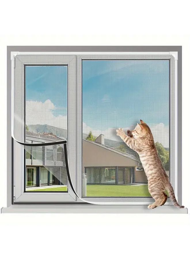 شاشة النافذة القابلة للتعديل المغناطيسية DIY 59.0 × 71.0 بوصة إطار رمادي شبكة ألياف زجاجية رمادية اللون - Image 5