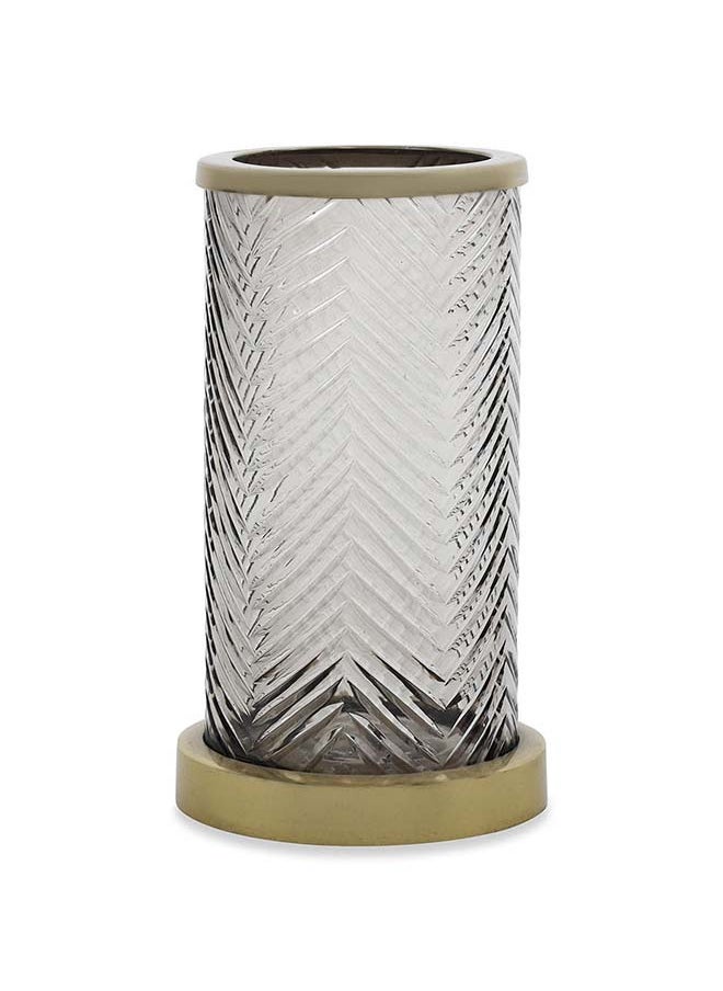 Chevron Tumbler, Smoke & Gold - 8x14 cm