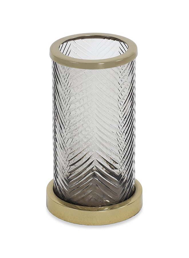 Chevron Tumbler, Smoke & Gold - 8x14 cm