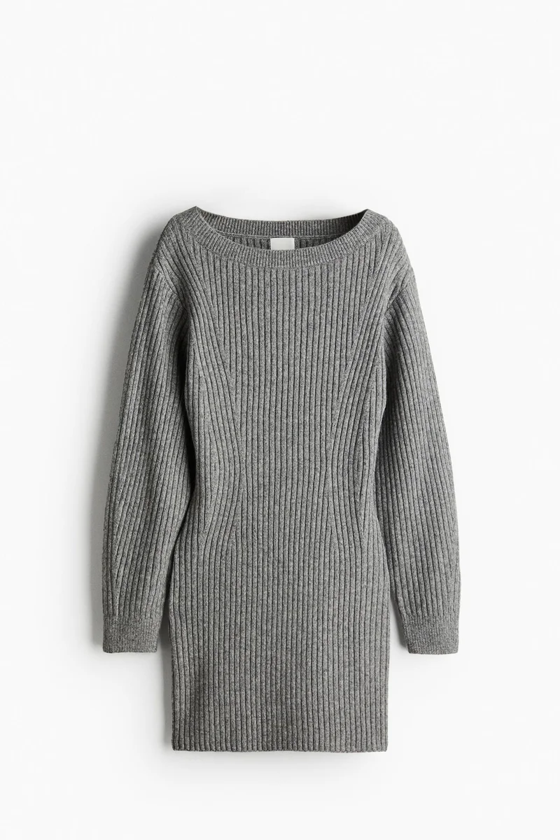 اتش اند ام Rib-Knit Boat-Neck Dress