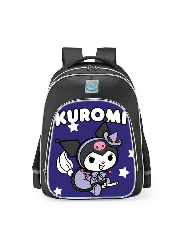 Generic - Primary school girls' schoolbag 1-3-6 years old backpack shoulder pad lightweight pink warning strip backpack,B-21-Reflex-Small-Ku-Black - Image 1