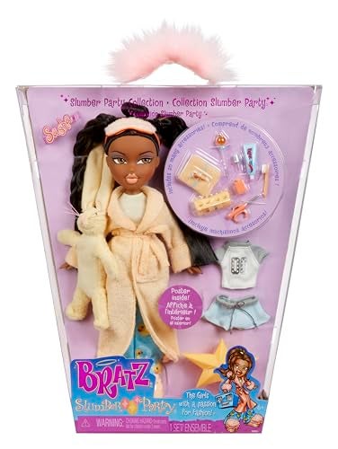 BRATZ دمية براتز ساشا لحفلة النوم مع مجموعتين من البيجامات، دمية محشوة، وإكسسوارات - Image 1
