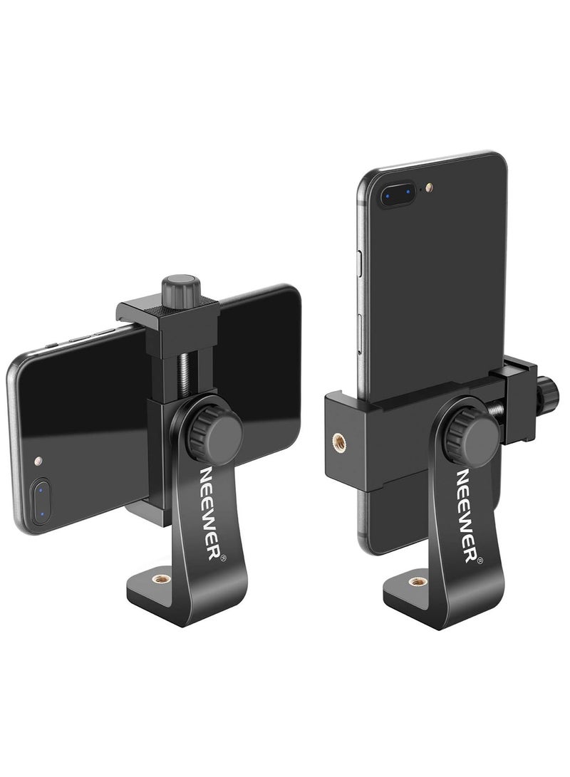 Neewer حامل الهاتف الذكي مع حامل ثلاثي القوائم عمودي وأفقي مع خيط 1/4 بوصة ومشبك للهاتف المحمول متوافق مع Iphone 15 14 13 Pro Plus Max Mini Galaxy S20 Plus S20 Huawei P40 Pro وما إلى ذلك. - Image 1