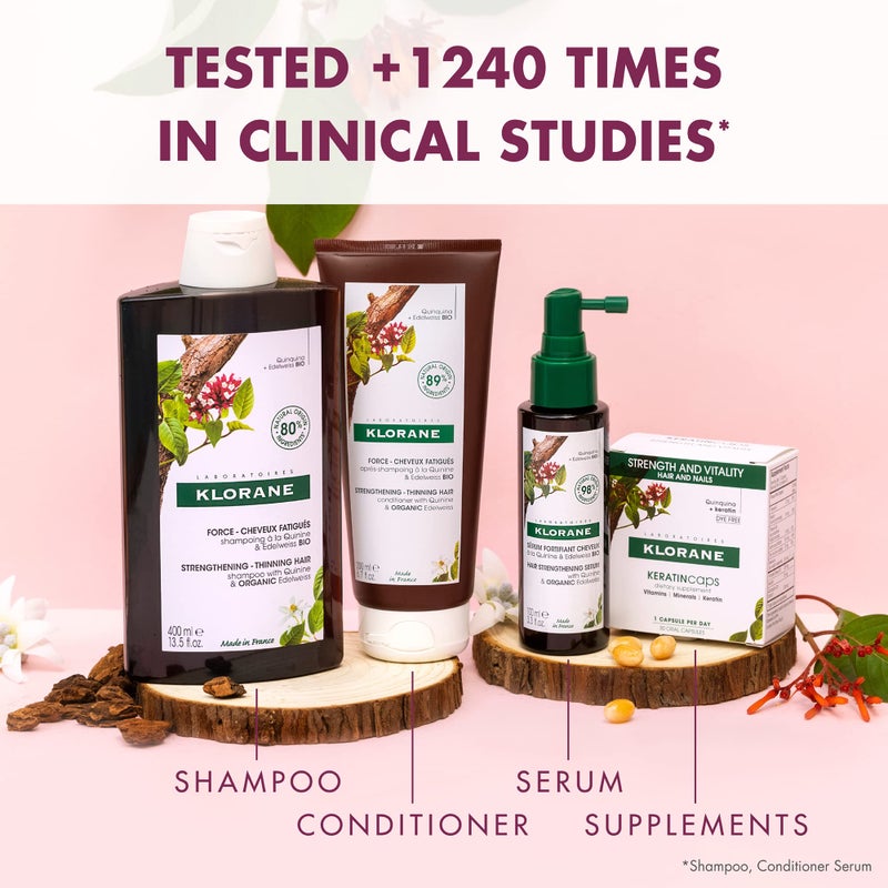 Klorane - Strengthening Shampoo - with Quinine & Edelweiss For Thinning Hair - Support Thicker Hair - Silicone, Paraben & Sulfate Free - 13.5 fl. oz. - Image 5