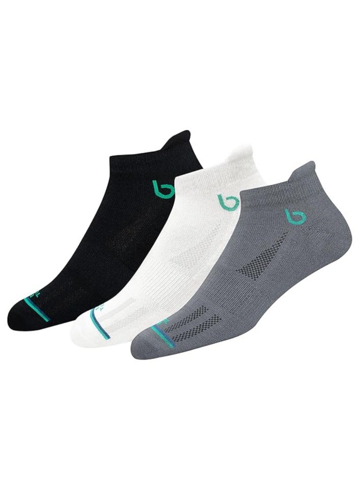 BAMBOS Unisex Eco Touch Athletic Ankle Bamboo Socks for Men & Women Running, Badminton & Gym, Pack of 3 (Size UK 7-11, Multicolored) - Image 1