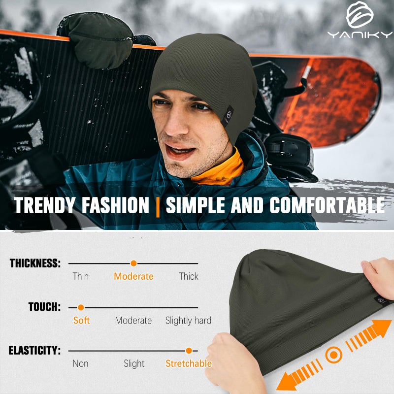 YANIKY Slouchy Beanie for Women, Mens Beanie Hat, Soft Comfortable Cotton Beanie, Double Layer Windproof Skull Cap Beanies Suitable for All Seasons (Military Green) - Image 4