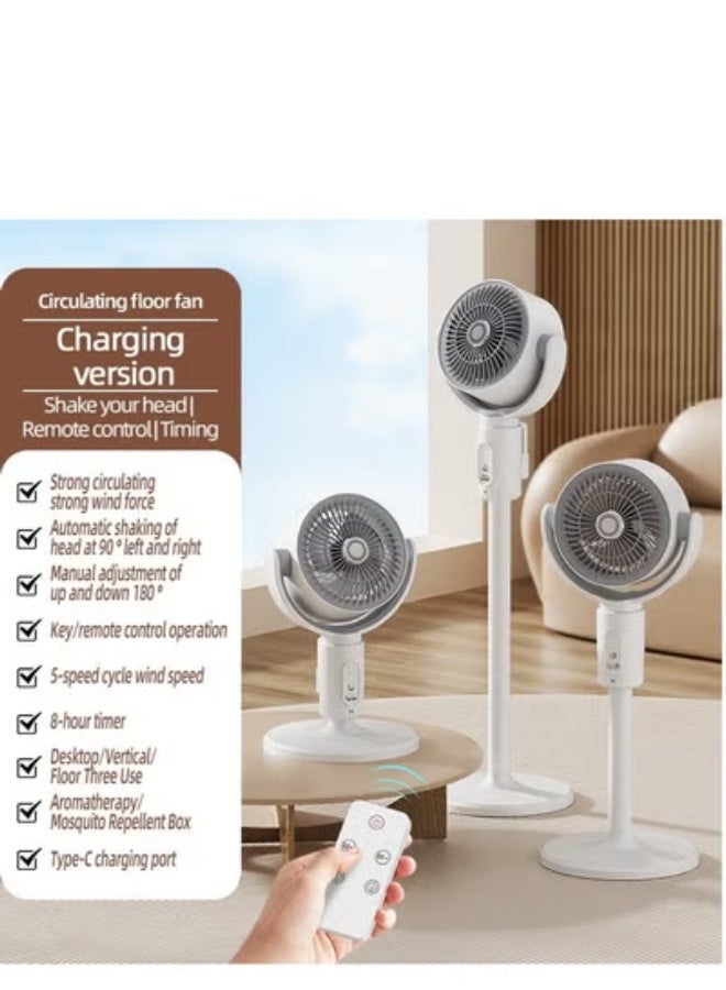 TIGER Pedestal Fan F1 White – 3-in-1 Rechargeable Standing Fan with Remote Control, 5-Speed Silent Air Circulation, Adjustable Height, Energy-Saving Timer, Portable Cooling Fan for Home & Office - Image 2