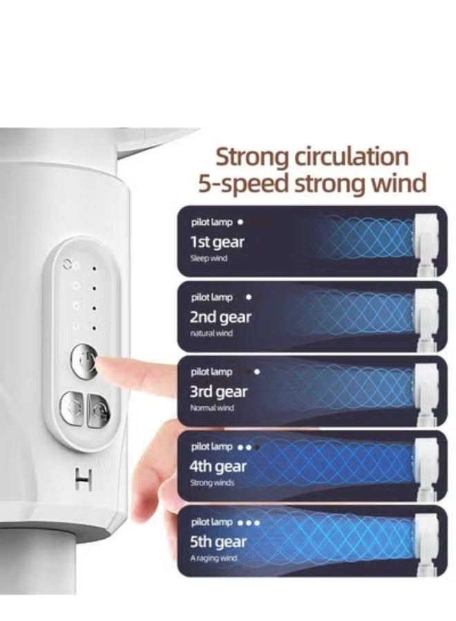 TIGER Pedestal Fan F1 White – 3-in-1 Rechargeable Standing Fan with Remote Control, 5-Speed Silent Air Circulation, Adjustable Height, Energy-Saving Timer, Portable Cooling Fan for Home & Office - Image 4