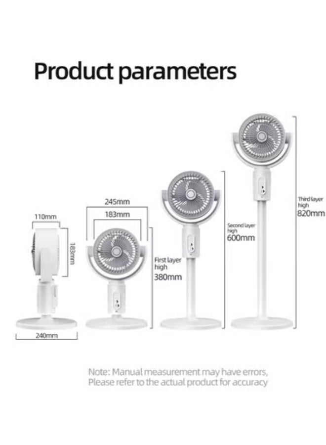 TIGER Pedestal Fan F1 White – 3-in-1 Rechargeable Standing Fan with Remote Control, 5-Speed Silent Air Circulation, Adjustable Height, Energy-Saving Timer, Portable Cooling Fan for Home & Office - Image 5