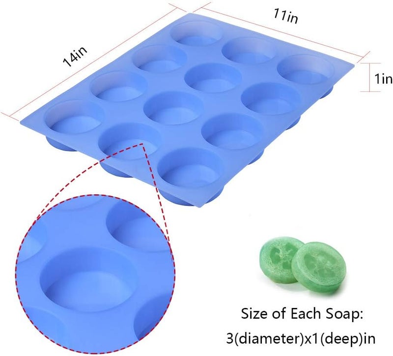 Jet Lag Big Round Silicone Soap Mold - 4oz, 3'' Round, Thick Individual Loofah Soap Molds with Uniform Big Size and Ease of Use - 14" x 11" - Image 3